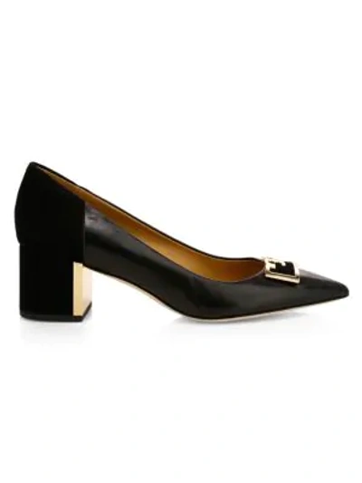 Shop Tory Burch Gigi Leather & Suede Pumps In Perfect Black