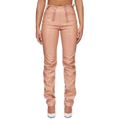 Shop Gmbh Pink Vinyl Frey Trousers In Rose