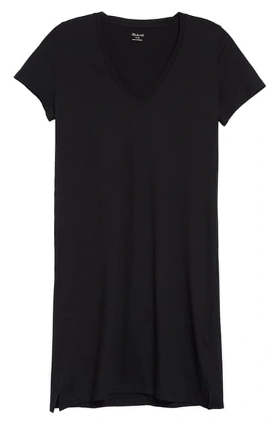 Shop Madewell Northside V-neck T-shirt Dress In True Black