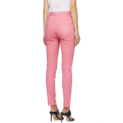 Shop Balmain Pink High-waist Jeans In 4ka Pink