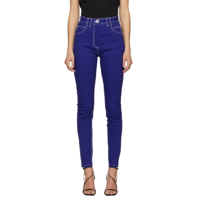 Shop Balmain Blue High-waist Jeans In 6kb Blueele