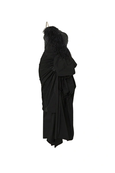 Shop Dries Van Noten Opening Ceremony Feather Detail Gathered Dress In Black