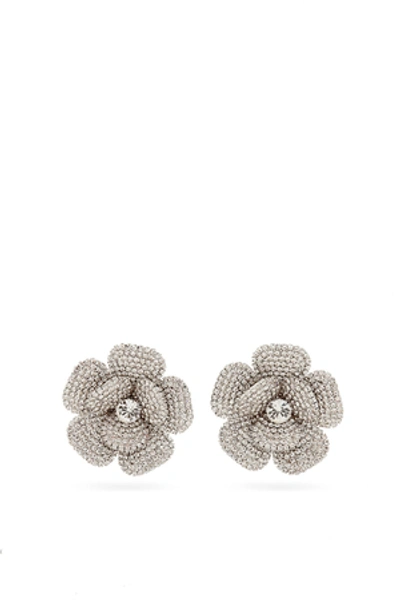 Shop Alessandra Rich Opening Ceremony Flowers Earrings In 001 Crystal