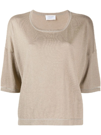 Shop Snobby Sheep Round Neck Knitted Top In Neutrals