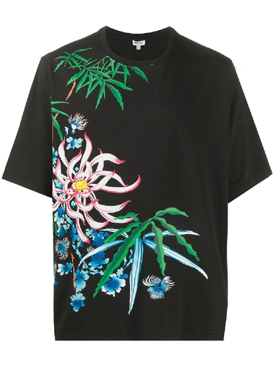 Shop Kenzo Sea Lily Print T-shirt In Black