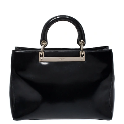 Pre-owned Dkny Black Leather Large Tote