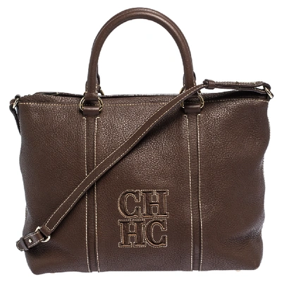 Pre-owned Carolina Herrera Brown Leather Andy Tote