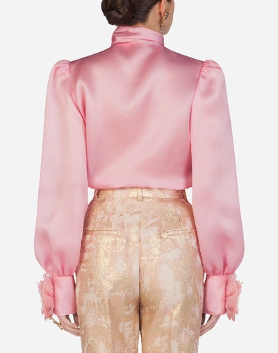 Shop Dolce & Gabbana Organza Shirt With Embroidery In Pink