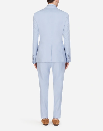 Shop Dolce & Gabbana Double-breasted Taormina Suit In Cotton And Silk