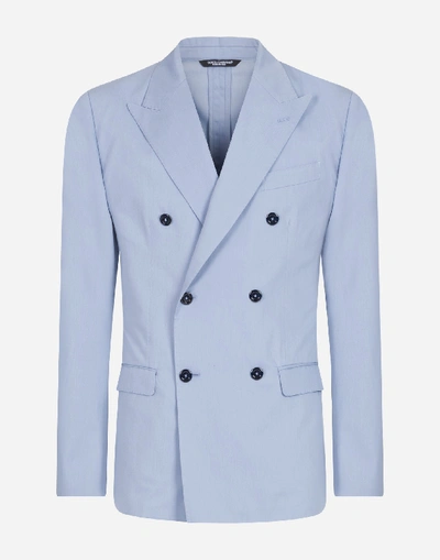 Shop Dolce & Gabbana Double-breasted Taormina Suit In Cotton And Silk