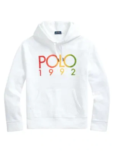 Shop Polo Ralph Lauren Magic Fleece Polo 1992 Drawstring Hoodie In White