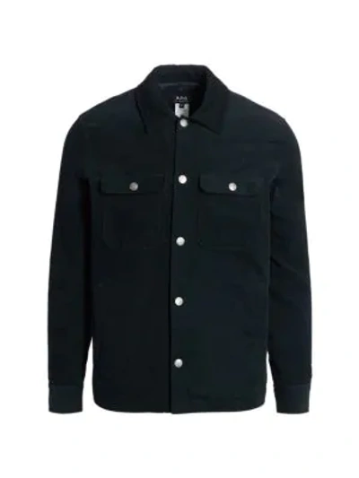 Shop Apc Alex Corduroy Shirt Jacket In Dark Navy