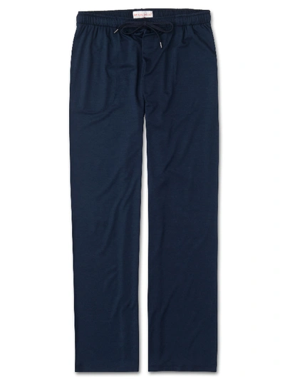 Shop Derek Rose Men's Lounge Trousers Basel Micro Modal Stretch Navy