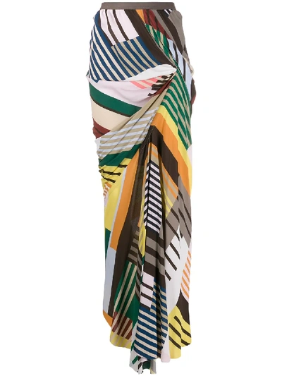 Shop Rick Owens Multicoloured Maxi Skirt In Yellow