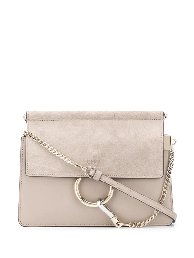 Shop Chloé Mini Faye Chain Bag In Grey