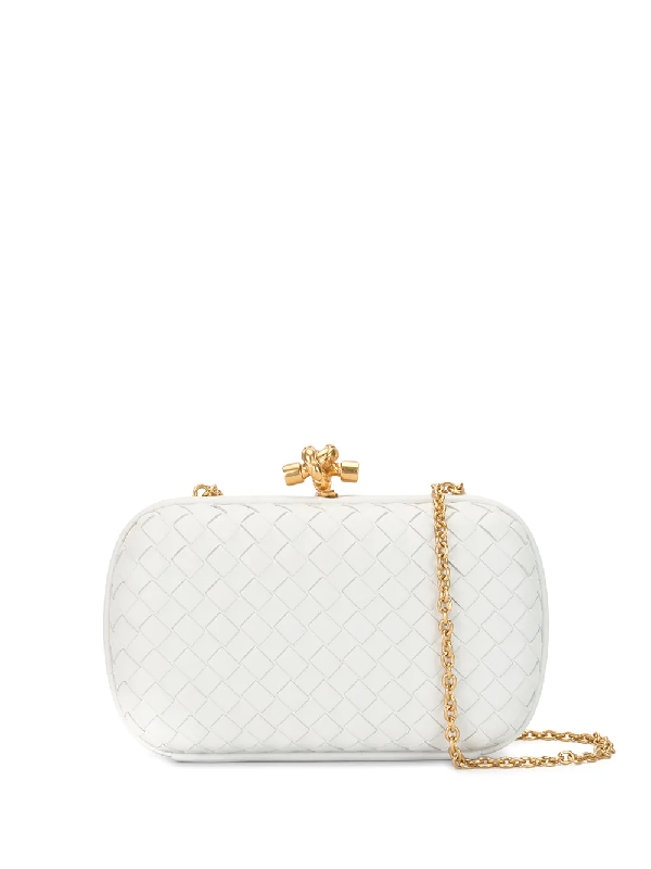 Bottega Veneta Knot Intrecciato Clutch Bag In White | ModeSens