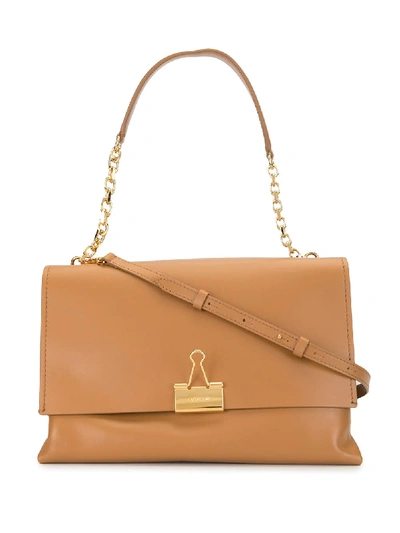 Shop Off-white Soft Binder-clip Shoulder Bag In Brown