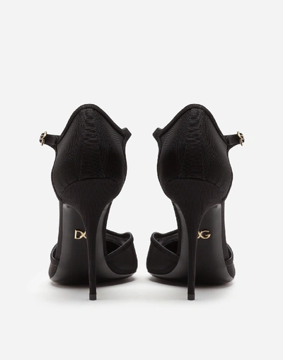 Shop Dolce & Gabbana T-strap Sandals In Mesh And Grosgrain