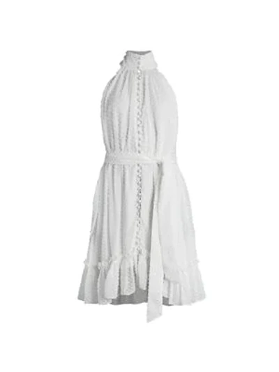 Shop Zimmermann Wavelength Swiss Dot Silk Dress In Pearl
