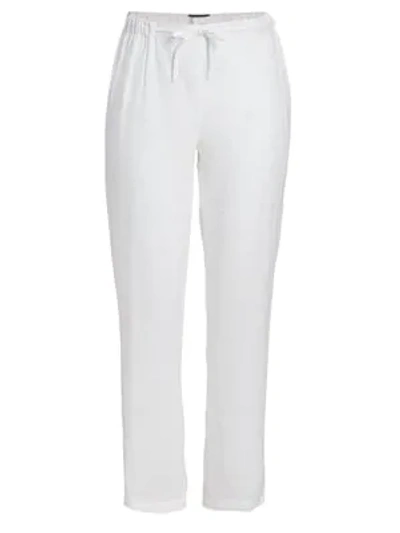 Shop Marina Rinaldi Registro Linen Wide-leg Pants In White