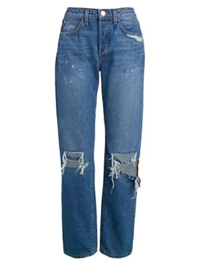 Shop Brandon Maxwell Boyfriend Ripped Jeans In Light Wash