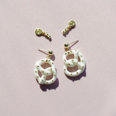 Poporcelain Mini Porcelain Pretzel Earrings