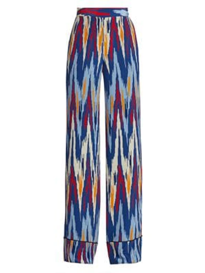 Shop Altuzarra Bani Printed Silk Pants In Blue Multi