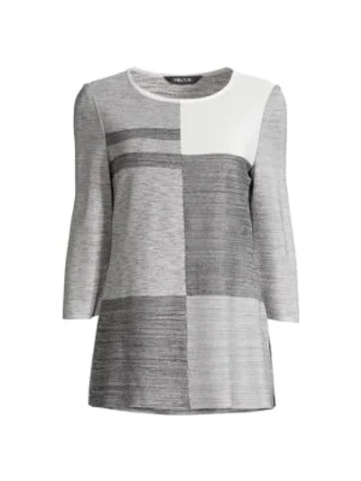 Shop Misook Colorblock Knit Tunic In New Ivory Black