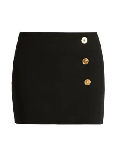 Shop Versace Medusa Button Mini Skirt In Nero