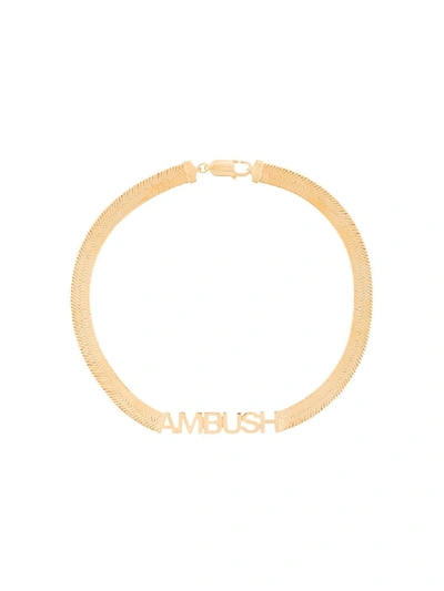 Shop Ambush Logo Herringbone Necklace In Gold