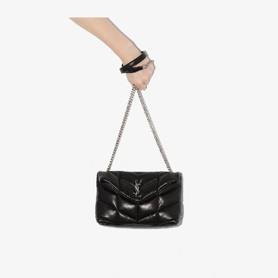 Shop Saint Laurent Puffy Leather Mini Bag In Black