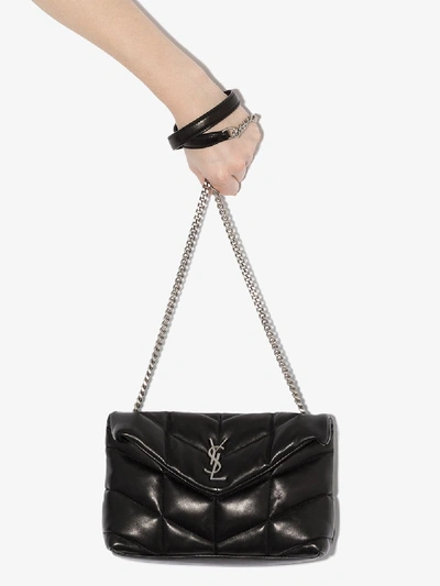 Shop Saint Laurent Puffy Leather Mini Bag In Black