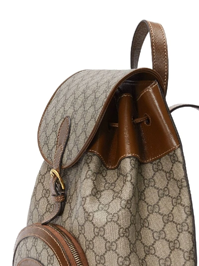 Shop Gucci Logo Backpack In Beige