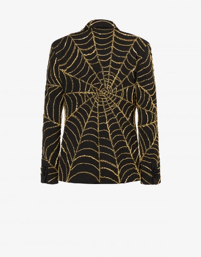 Shop Moschino Spider Webs Grain De Poudre Jacket In Black