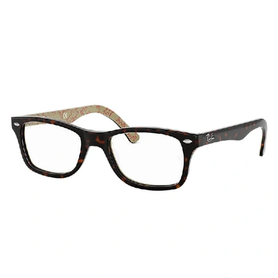 Shop Ray Ban Eyeglasses Unisex Rb5228 Optics - Tortoise Frame Clear Lenses 50-17