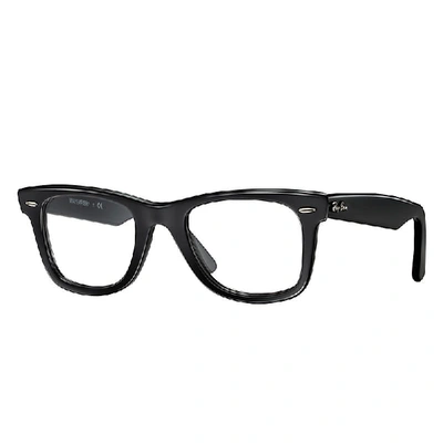 Ray Ban Original Wayfarer Optics Eyeglasses Black Frame Clear Lenses 50-22 In Black