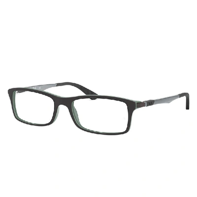 Ray Ban Rb7017 Eyeglasses Gunmetal Frame Clear Lenses 54-17 In Black On Green