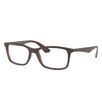 Shop Ray Ban Rb7047 Optics Eyeglasses Brown Frame Clear Lenses Polarized 56-17