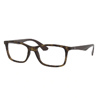 Shop Ray Ban Eyeglasses Unisex Rb7047 Optics - Dark Brown Frame Clear Lenses Polarized 56-17