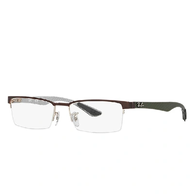 Shop Ray Ban Rb8412 Eyeglasses Brown Frame Clear Lenses Polarized 54-17