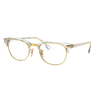 Ray Ban Clubmaster Optics Eyeglasses Transparent Frame Clear Lenses 49-21 In Transparent