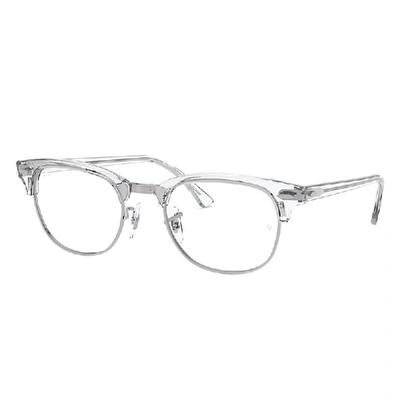 Shop Ray Ban Eyeglasses Unisex Clubmaster Optics - White Transparent Frame Clear Lenses 49-21
