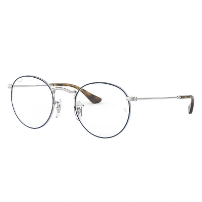 Ray Ban Round Metal Optics Eyeglasses Silver Frame Clear Lenses 47-21 In Silver