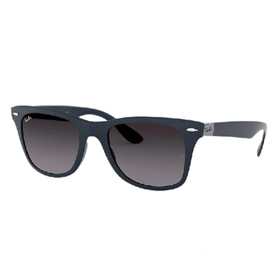 Shop Ray Ban Wayfarer Liteforce Sunglasses Blue Frame Grey Lenses 52-20