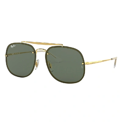 Shop Ray Ban Blaze General Sunglasses Gold Frame Green Lenses 58-16