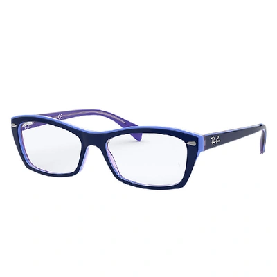 Shop Ray Ban Rb5255 Eyeglasses Blue Frame Multicolor Lenses Polarized 53-16
