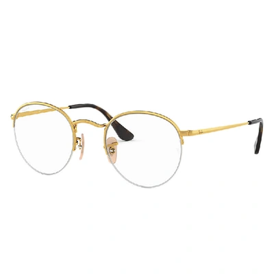 Ray Ban Round Gaze Eyeglasses Gold Frame Clear Lenses 51-22 In Gold