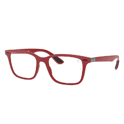 Shop Ray Ban Eyeglasses Unisex Rb7144m Scuderia Ferrari Collection - Red Frame Clear Lenses 53-18