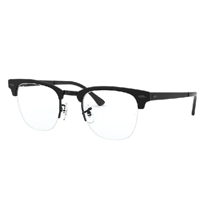 Shop Ray Ban Eyeglasses Unisex Clubmaster Metal Optics - Black Frame Clear Lenses 50-22