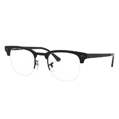 Ray Ban Clubmaster Metal Optics Eyeglasses Black Frame Clear Lenses 50-22 In Black